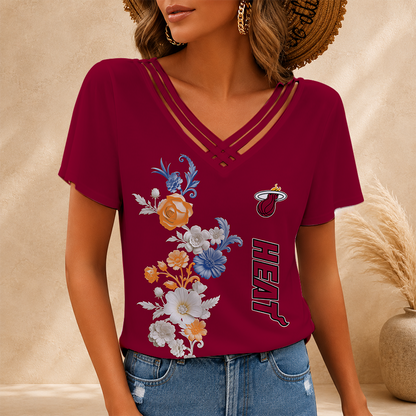 [HOT DEAL] NEW CUSTOMIZED NBA20 MHE MIAMI HEAT V-NECK SHIRT