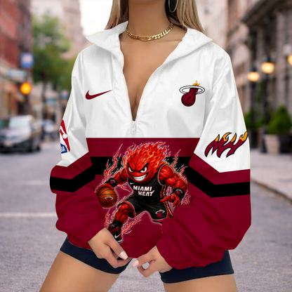 VIRAL EDITION - NEW CUSTOMIZED NBA20 MHE MIAMI HEAT V-NECK ZIPPER SWEATSHIRT JACKET