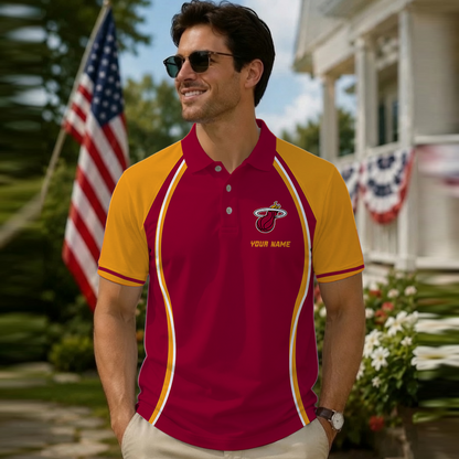 [HOT DEAL] NEW CUSTOMIZED NBA20 MHE MIAMI HEAT POLO SHIRT