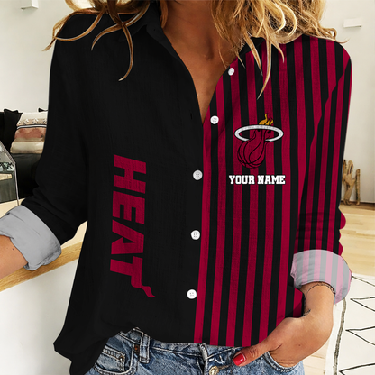 LIMITED EDITION - NEW CUSTOMIZED NBA20 MHE MIAMI HEAT WOMEN CASUAL SHIRT