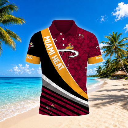 [HOT DEAL] NEW CUSTOMIZED NBA20 MHE MIAMI HEAT POLO SHIRT