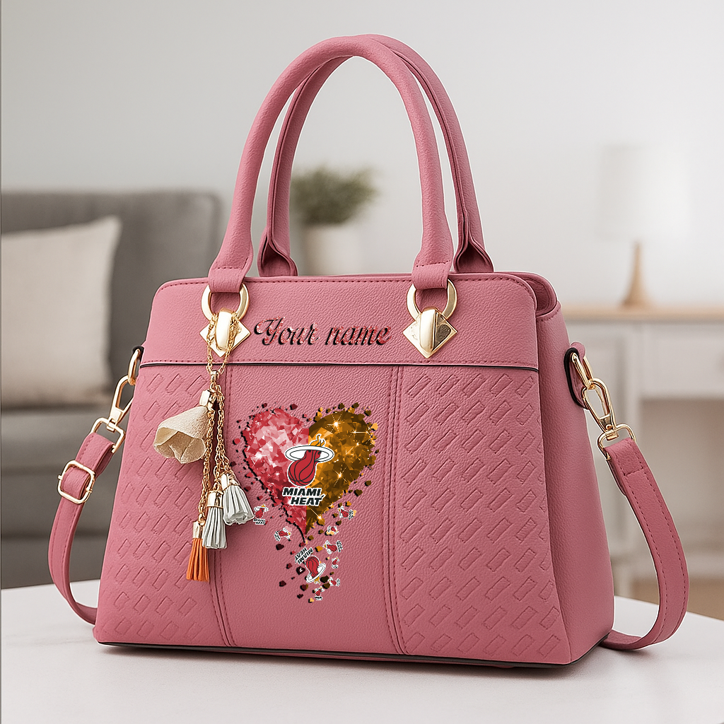LIMITED EDITION - NEW CUSTOMIZED NBA20 MHE MIAMI HEAT ZIP HANDBAG MULTICOLOR