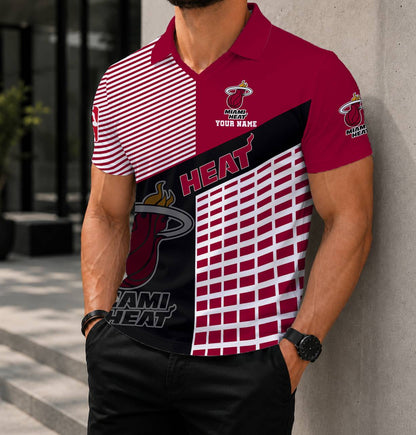 LIMITED EDITION - NEW CUSTOMIZED NBA20 MHE MIAMI HEAT POLO SHIRT