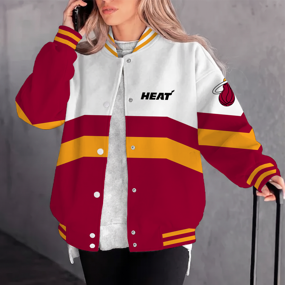 [HOT DEAL] NEW CUSTOMIZED NBA20 MHE MIAMI HEAT BASEBALL JACKET, SATIN VARSITY JACKET