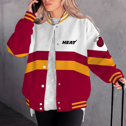 [HOT DEAL] NEW CUSTOMIZED NBA20 MHE MIAMI HEAT BASEBALL JACKET, SATIN VARSITY JACKET