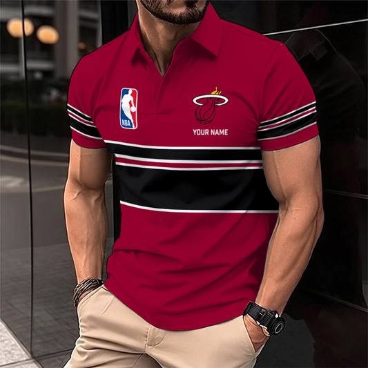 [HOT DEAL] NEW CUSTOMIZED NBA20 MHE MIAMI HEAT POLO SHIRT