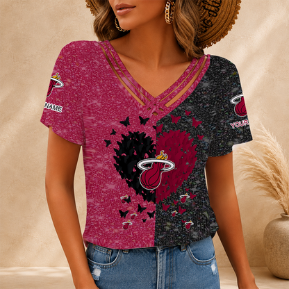 LIMITED EDITION - NEW CUSTOMIZED NBA20 MHE MIAMI HEAT V-NECK SHIRT