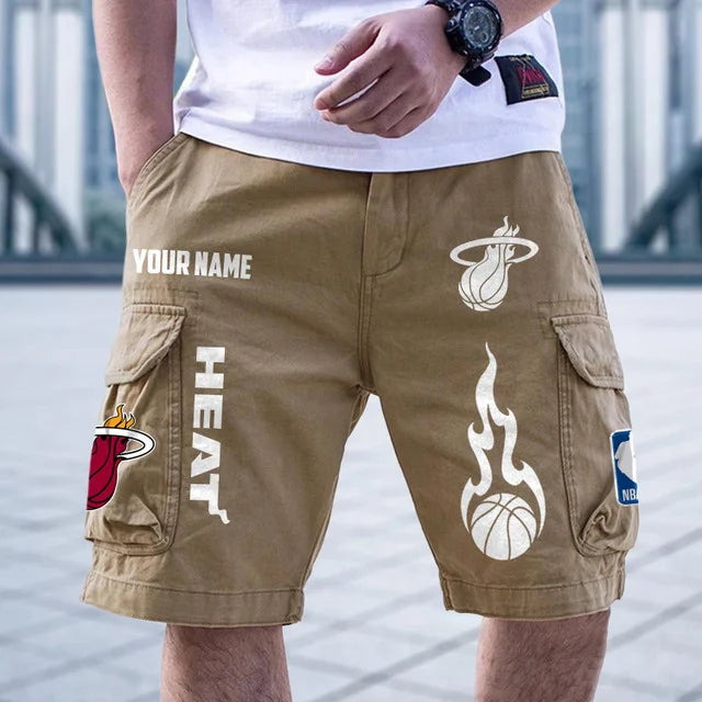 [HOT DEAL] NEW CUSTOMIZED NBA20 MHE MIAMI HEAT CARGO SHORTS