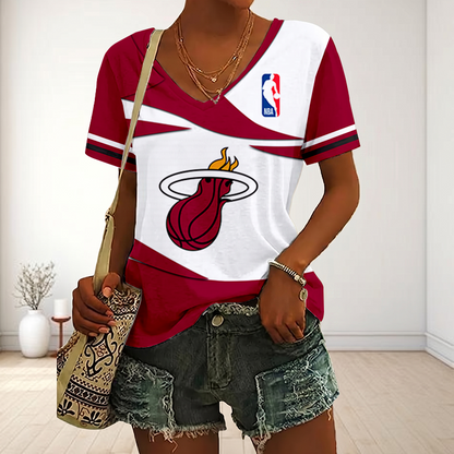 LIMITED EDITION - NEW CUSTOMIZED NBA20 MHE MIAMI HEAT V-NECK FEMALE SHIRT