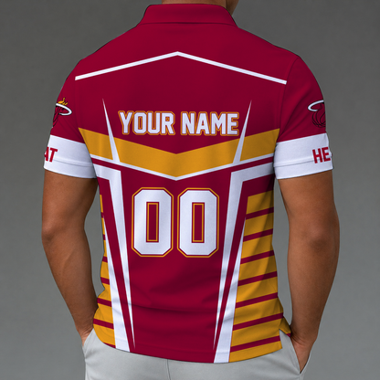 [HOT DEAL] NEW CUSTOMIZED NBA20 MHE MIAMI HEAT ZIP POLO SHIRT