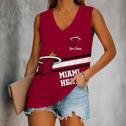 [HOT DEAL] NEW CUSTOMIZED NBA20 MHE MIAMI HEAT WOMEN'S V-NECK TANK TOP