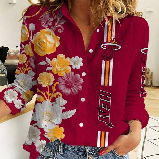 LIMITED EDITION - NEW CUSTOMIZED NBA20 MHE MIAMI HEAT BASKETBALL ASSOCIATION WOMEN CASUAL SHIRT FOR FAN