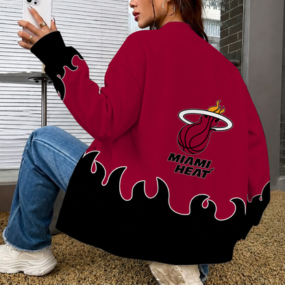 LIMITED EDITION - NEW CUSTOMIZED NBA20 MHE MIAMI HEAT BASEBALL JACKET, SATIN VARSITY JACKET