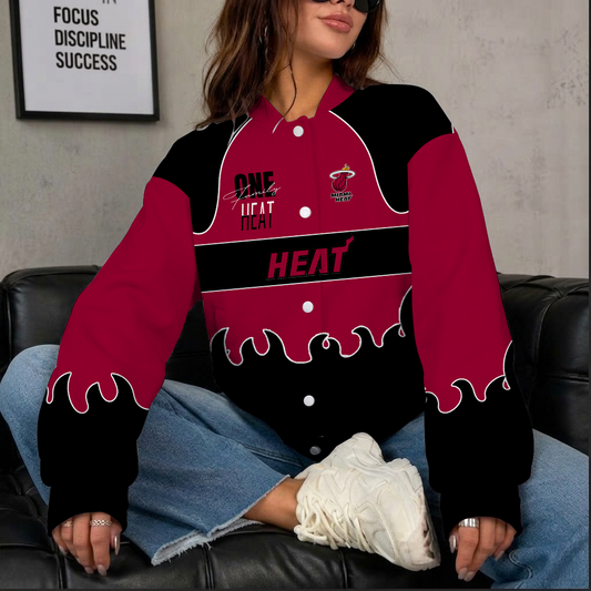LIMITED EDITION - NEW CUSTOMIZED NBA20 MHE MIAMI HEAT BASEBALL JACKET, SATIN VARSITY JACKET