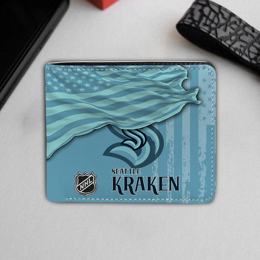 [SUPER SALE ] NEW CUSTOMIZED NHL20 STK SEATTLE KRAKEN LEATHER WALLET