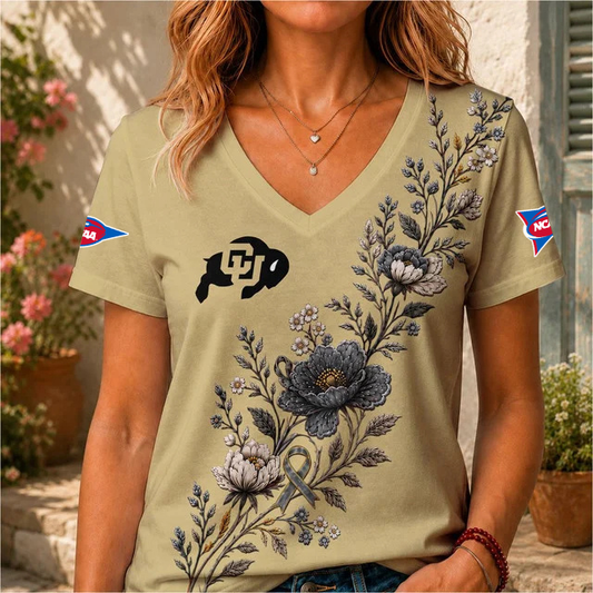 ELITE EDITION - NEW CUSTOMIZED NCAA FBS20 CRB COLORADO BUFFALOES V-NECK FEMALE SHIRT