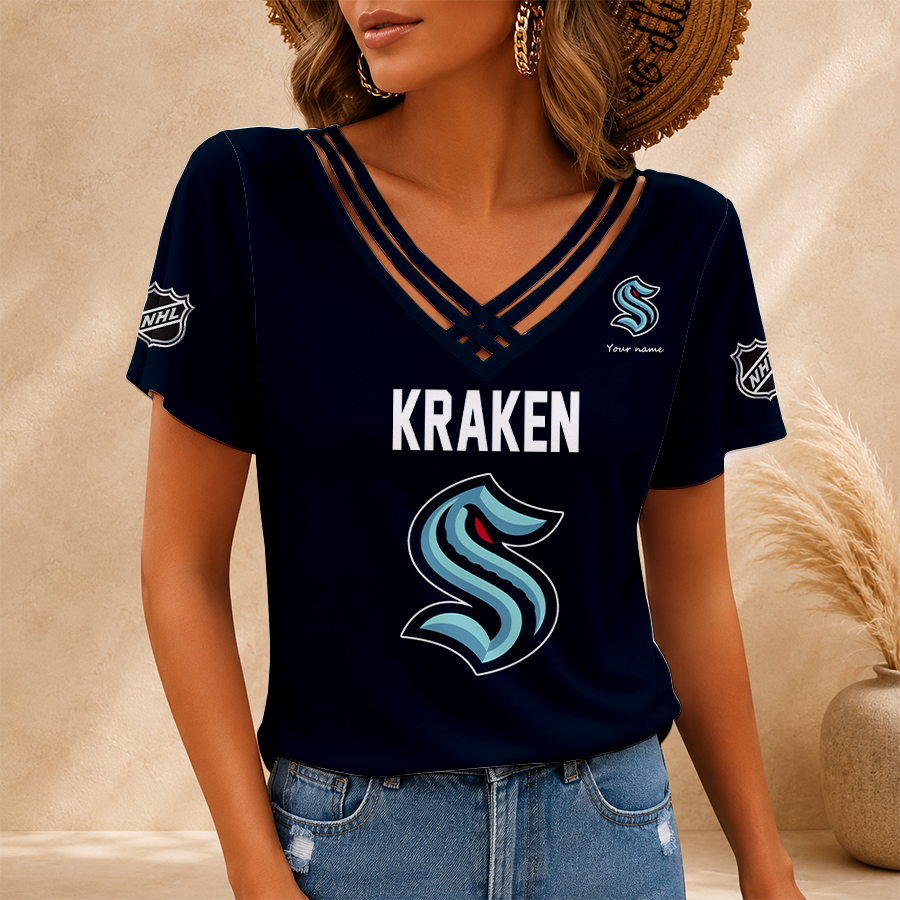 [SUPER SALE] NEW CUSTOMIZED NHL20 STK SEATTLE KRAKEN V-NECK SHIRT