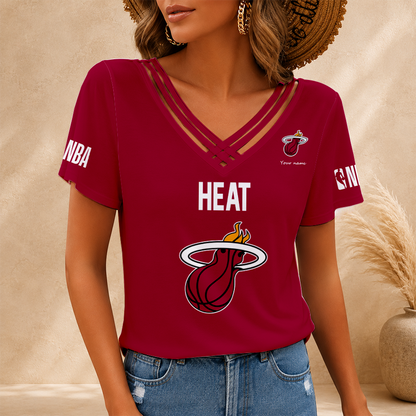 [HOT DEAL] NEW CUSTOMIZED NBA20 MHE MIAMI HEAT V-NECK SHIRT