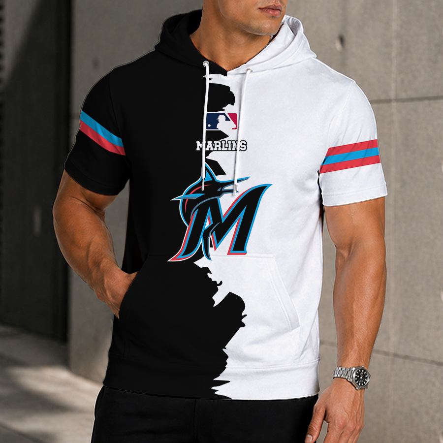 LIMITED EDITION - NEW CUSTOMIZED MLB20 MMS MIAMI MARLINS SHORT SLEEVE HOODIE