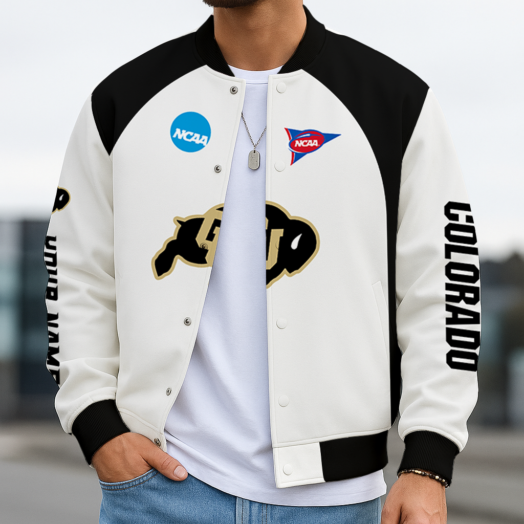 LIMITED EDITION - NEW CUSTOMIZED NCAA FBS20 CRB COLORADO BUFFALOES BASEBALL JACKET, SATIN VARSITY JACKET