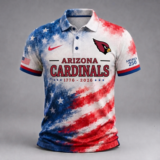 MEGA SALE - NEW CUSTOMIZED NFL20 ARC ARIZONA CARDINALS USA 250TH ANNIVERSARY POLO SHIRT, ZIP POLO SHIRT & T-SHIRTS