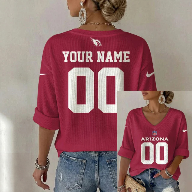 ELITE EDITION - NEW CUSTOMIZED NFL20 ARC ARIZONA CARDINALS WOMEN'S HEART V-NECK LONG SLEEVE SHIRT