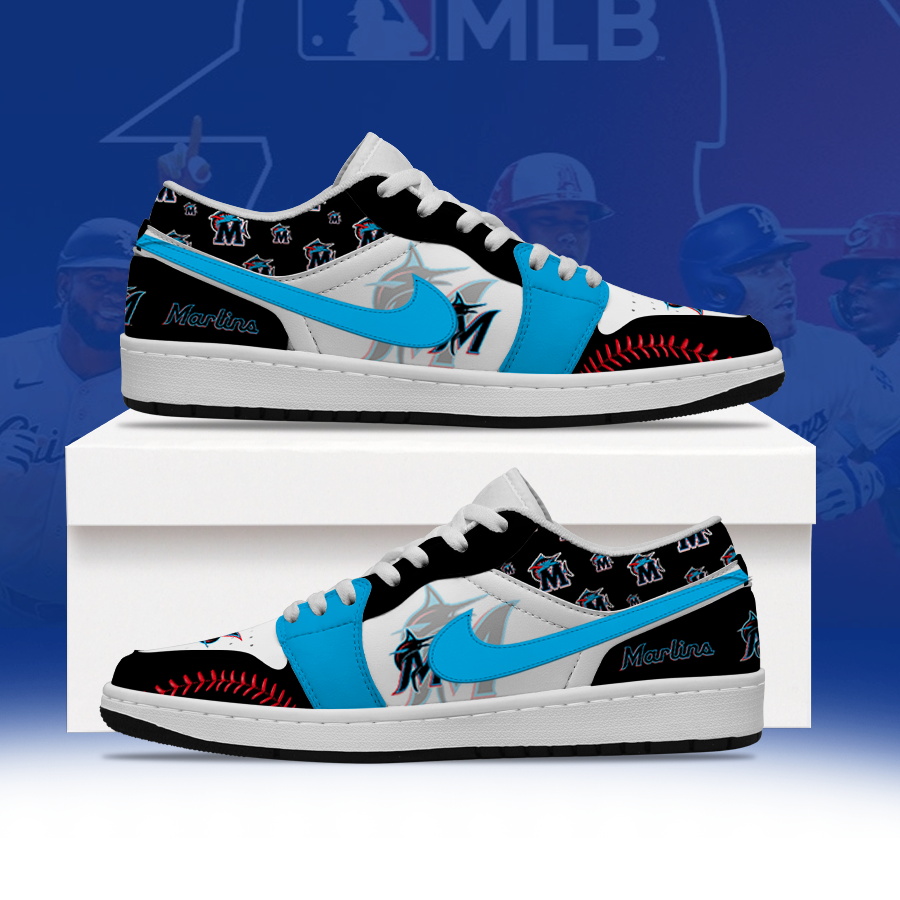LIMITED EDITION - NEW CUSTOMIZED MLB20 MMS MIAMI MARLINS AIR JORDAN LOW SHOES