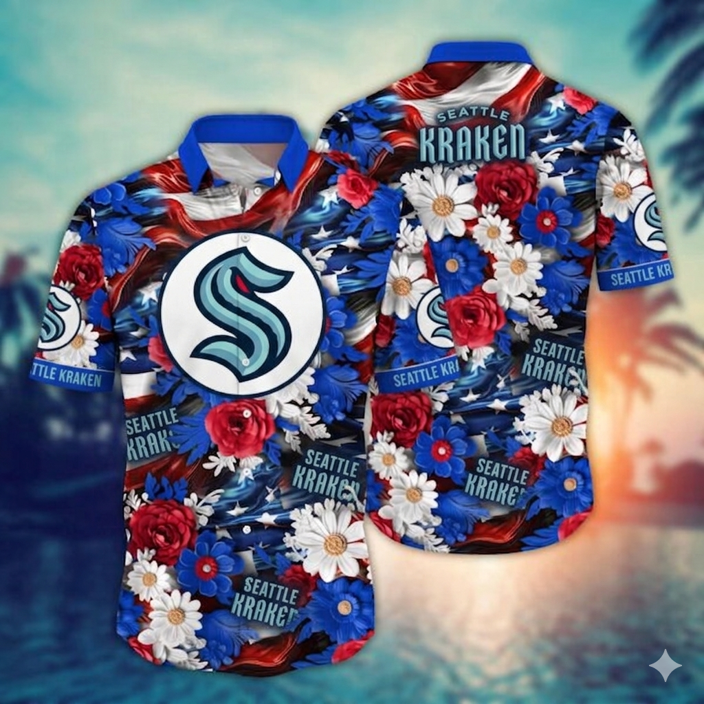 VIRAL EDITION - NEW CUSTOMIZED NHL20 STK SEATTLE KRAKEN INDEPENDENCE DAY UNISEX HAWAIIAN SHIRT