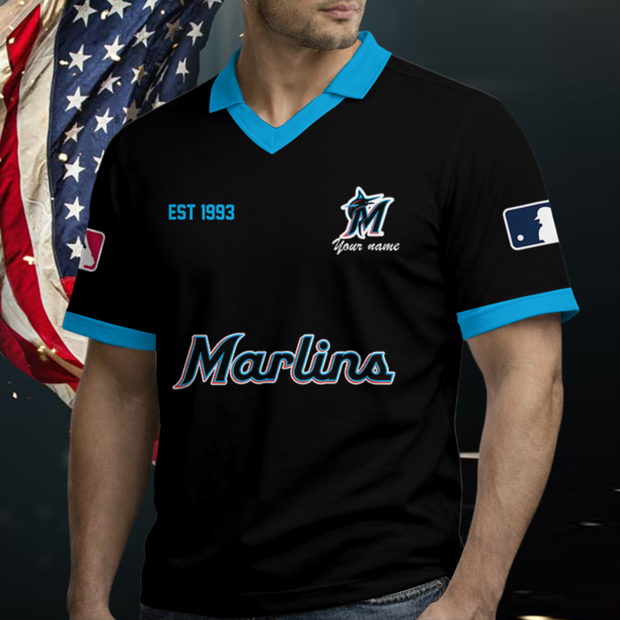 [FLASH SALE] NEW CUSTOMIZED MLB20 MMS MIAMI MARLINS POLO SHIRT