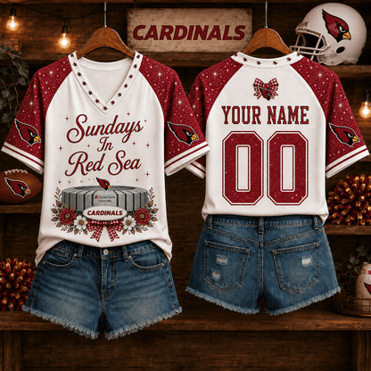 EXCLUSIVE EDITION - NEW CUSTOMIZED NFL20 ARC ARIZONA CARDINALS V-NECK FEMALE SHIRT