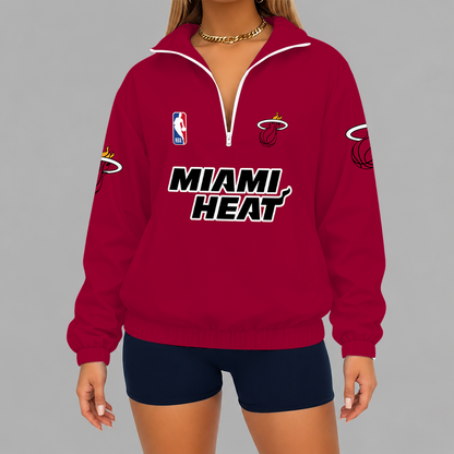 [HOT DEAL] NEW CUSTOMIZED NBA20 MHE MIAMI HEAT V-NECK ZIPPER SWEATSHIRT JACKET