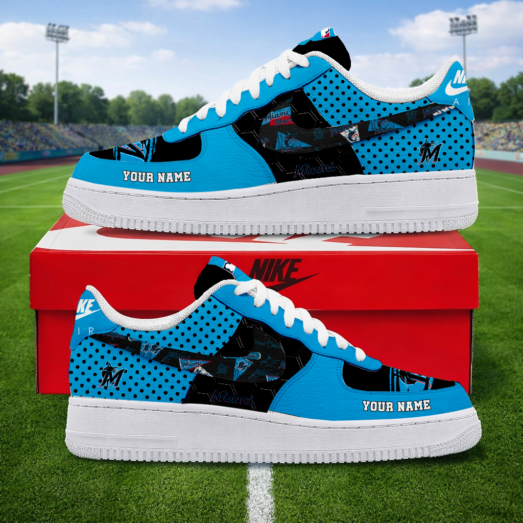 LIMITED EDITION - NEW CUSTOMIZED MLB20 MMS MIAMI MARLINS AF1 SNEAKERS