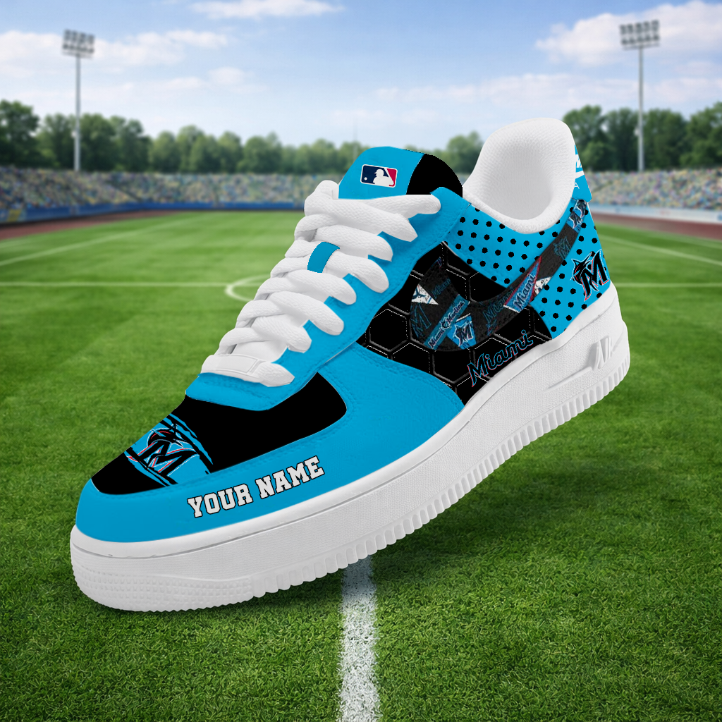 LIMITED EDITION - NEW CUSTOMIZED MLB20 MMS MIAMI MARLINS AF1 SNEAKERS