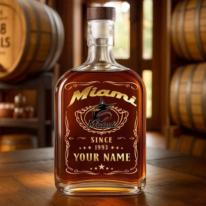 LIMITED EDITION - NEW CUSTOMIZED MLB20 MMS MIAMI MARLINS LUXURY WHISKEY BOTTLE 450ML