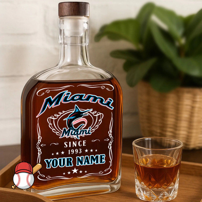 LIMITED EDITION - NEW CUSTOMIZED MLB20 MMS MIAMI MARLINS LUXURY WHISKEY BOTTLE 450ML