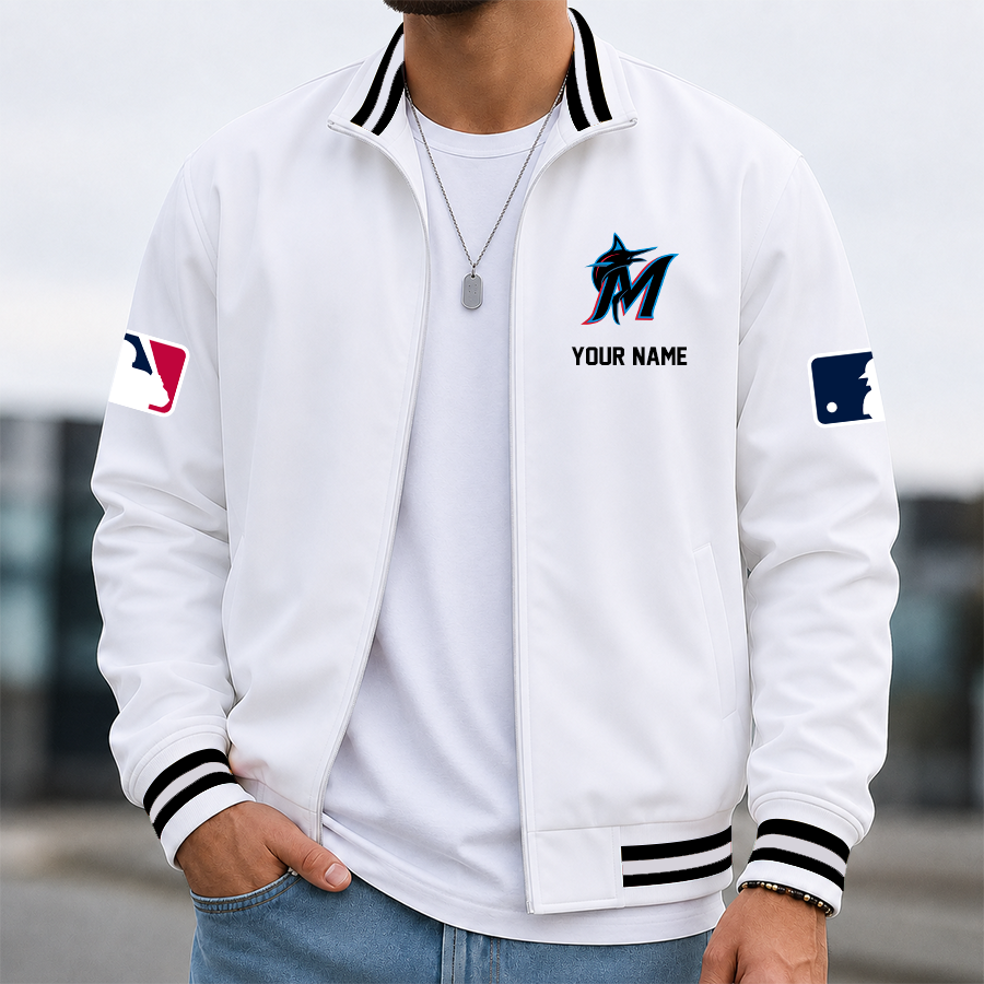 [FLASH SALE] NEW CUSTOMIZED MLB20 MMS MIAMI MARLINS MULTICOLOR MEN'S CASUAL JACKET
