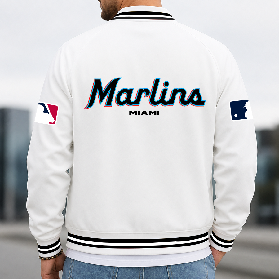 [FLASH SALE] NEW CUSTOMIZED MLB20 MMS MIAMI MARLINS MULTICOLOR MEN'S CASUAL JACKET