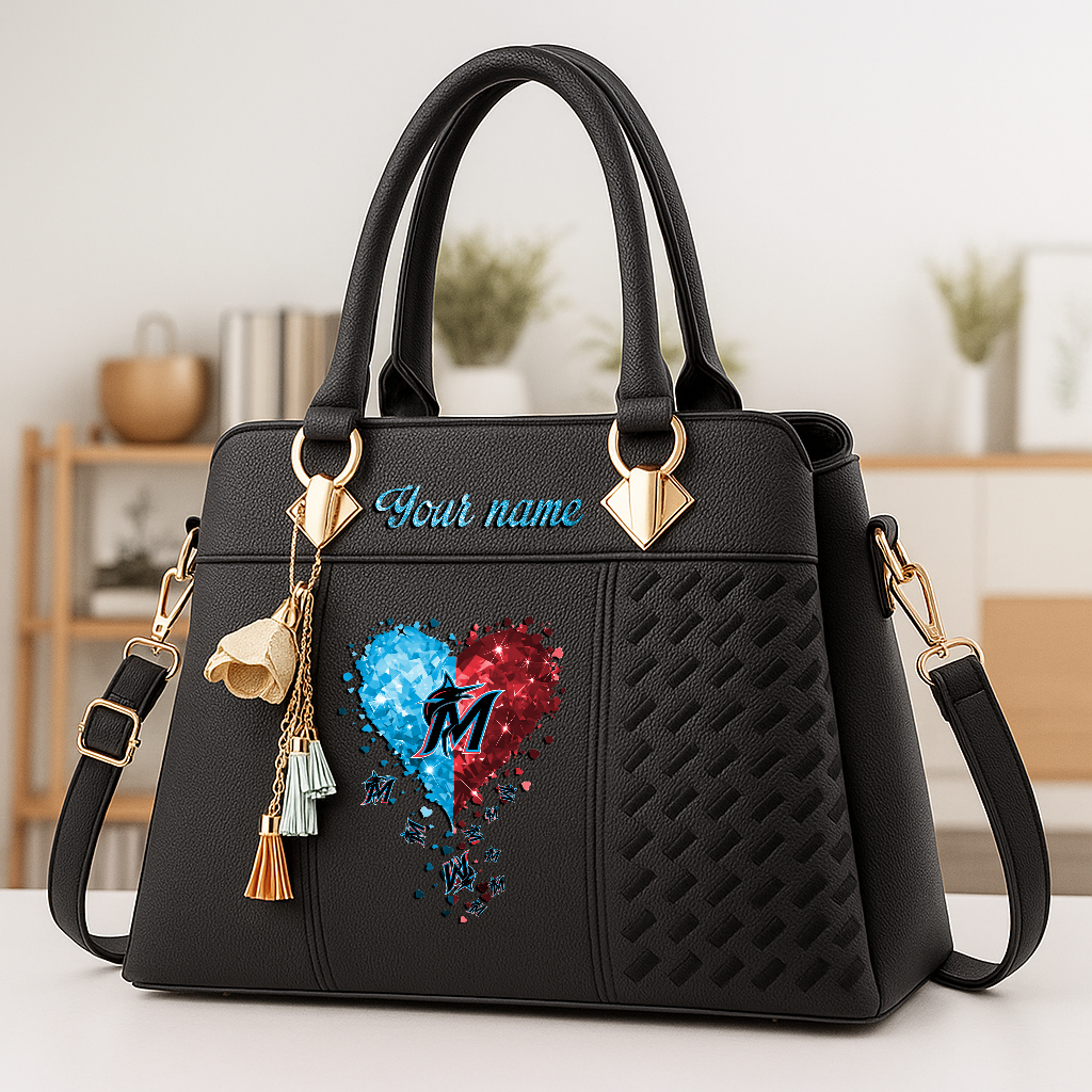 LIMITED EDITION - NEW CUSTOMIZED MLB20 MMS MIAMI MARLINS ZIP HANDBAG MULTICOLOR