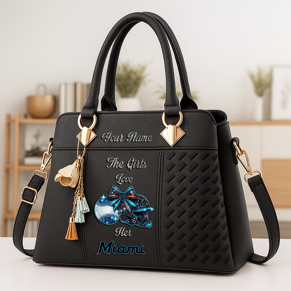 LIMITED EDITION - NEW CUSTOMIZED MLB20 MMS MIAMI MARLINS ZIP HANDBAG MULTICOLOR