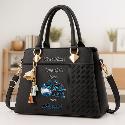 LIMITED EDITION - NEW CUSTOMIZED MLB20 MMS MIAMI MARLINS ZIP HANDBAG MULTICOLOR