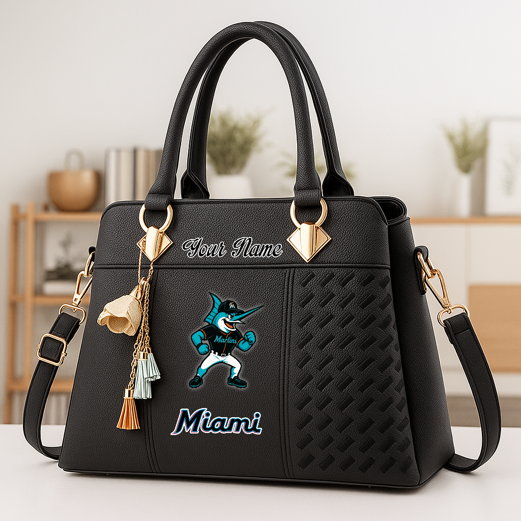 LIMITED EDITION - NEW CUSTOMIZED MLB20 MMS MIAMI MARLINS ZIP HANDBAG MULTICOLOR
