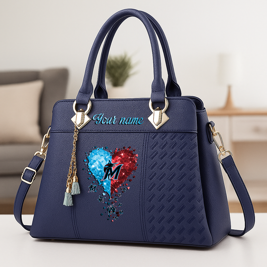 LIMITED EDITION - NEW CUSTOMIZED MLB20 MMS MIAMI MARLINS ZIP HANDBAG MULTICOLOR