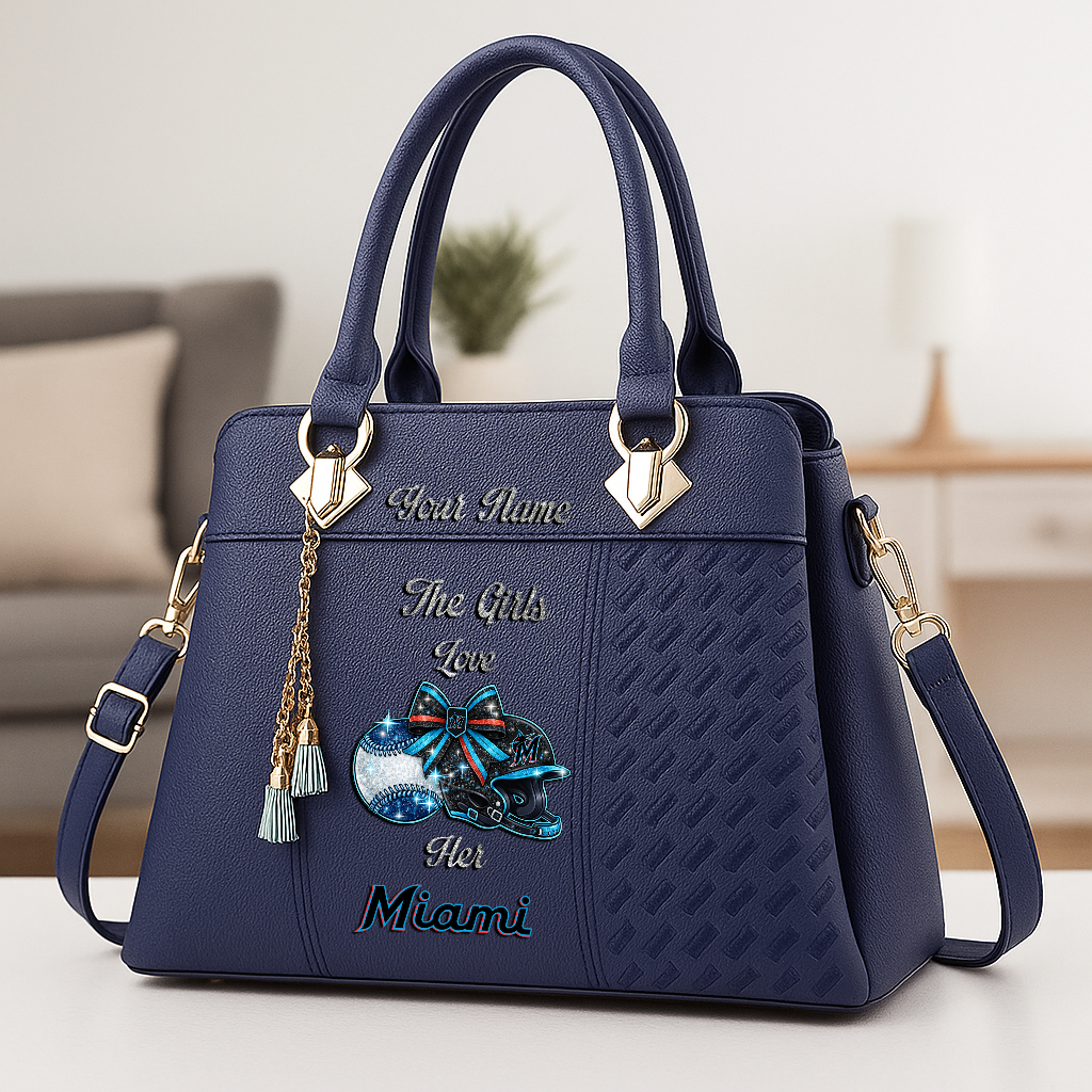 LIMITED EDITION - NEW CUSTOMIZED MLB20 MMS MIAMI MARLINS ZIP HANDBAG MULTICOLOR
