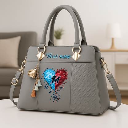 LIMITED EDITION - NEW CUSTOMIZED MLB20 MMS MIAMI MARLINS ZIP HANDBAG MULTICOLOR