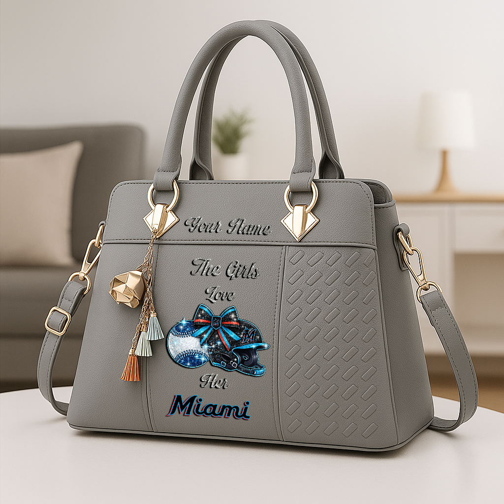 LIMITED EDITION - NEW CUSTOMIZED MLB20 MMS MIAMI MARLINS ZIP HANDBAG MULTICOLOR