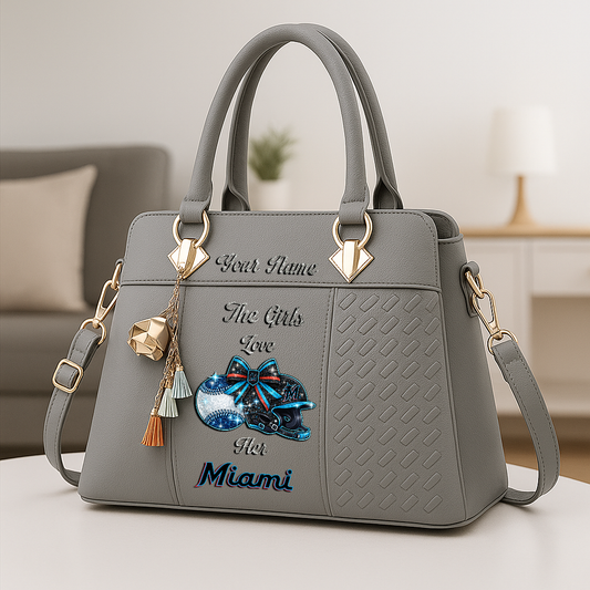 LIMITED EDITION - NEW CUSTOMIZED MLB20 MMS MIAMI MARLINS ZIP HANDBAG MULTICOLOR