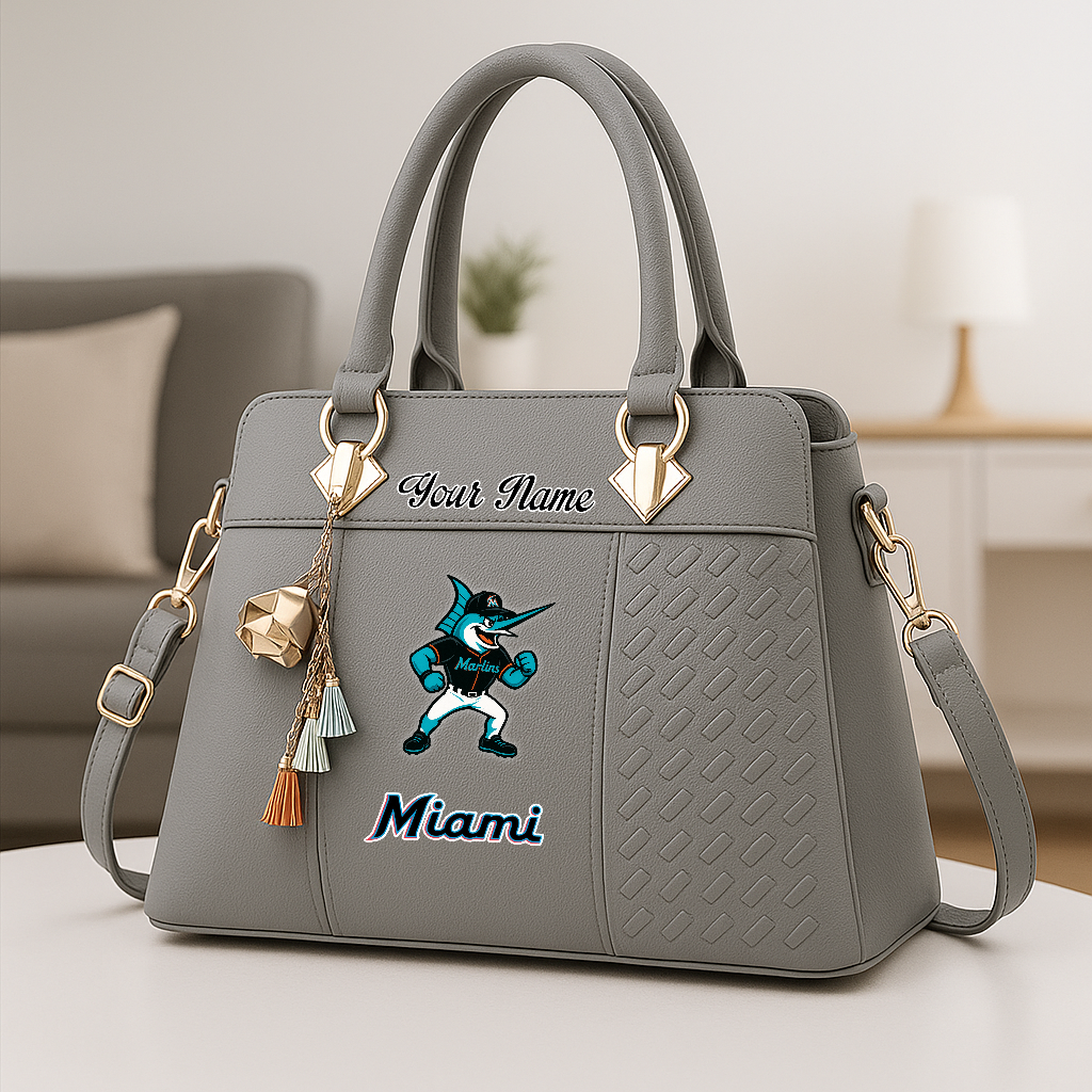LIMITED EDITION - NEW CUSTOMIZED MLB20 MMS MIAMI MARLINS ZIP HANDBAG MULTICOLOR