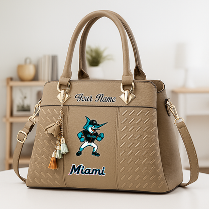 LIMITED EDITION - NEW CUSTOMIZED MLB20 MMS MIAMI MARLINS ZIP HANDBAG MULTICOLOR