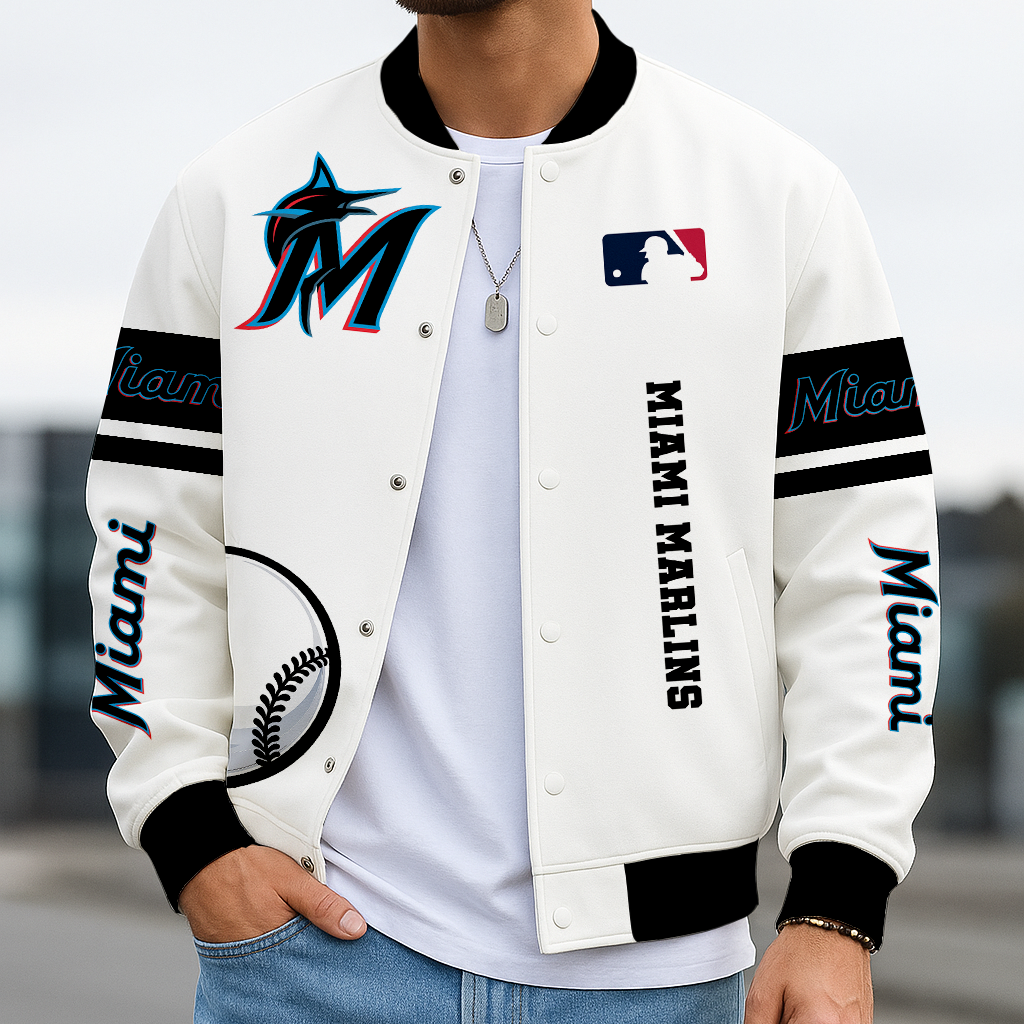 LIMITED EDITION - NEW CUSTOMIZED MLB20 MMS MIAMI MARLINS BASEBALL JACKET, SATIN VARSITY JACKET
