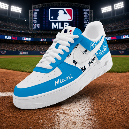 LIMITED EDITION - NEW CUSTOMIZED MLB20 MMS MIAMI MARLINS AF1 SHOES